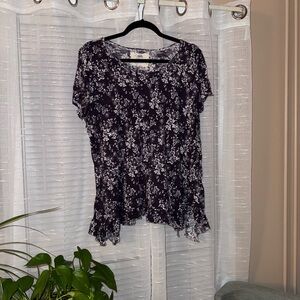 Cupio Black and White Floral Blouse
